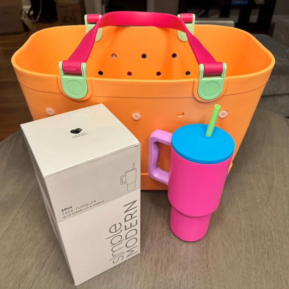 Orange and Pink Tote Bag - Picture 2 of 5